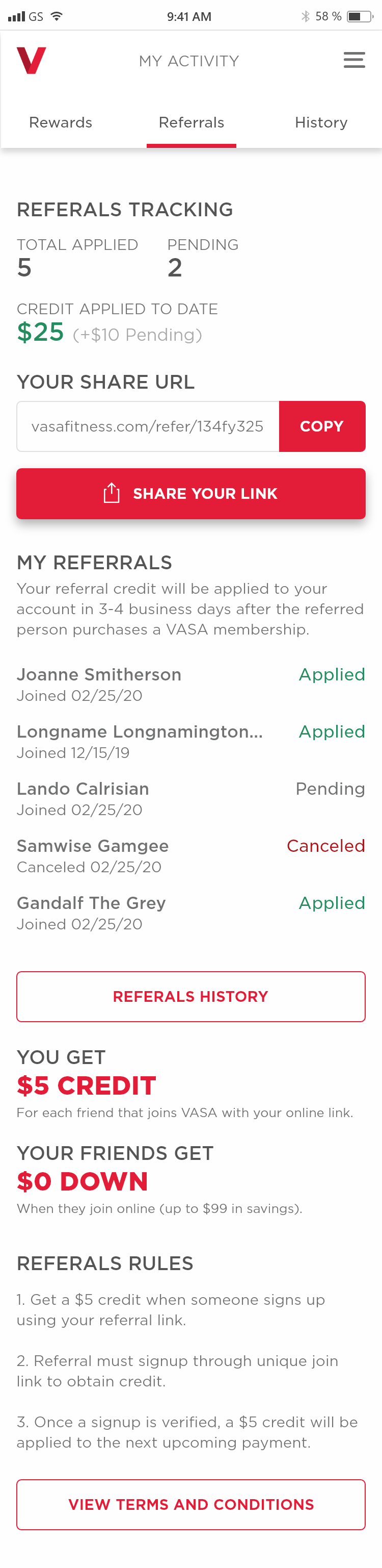 VASA referrals screen